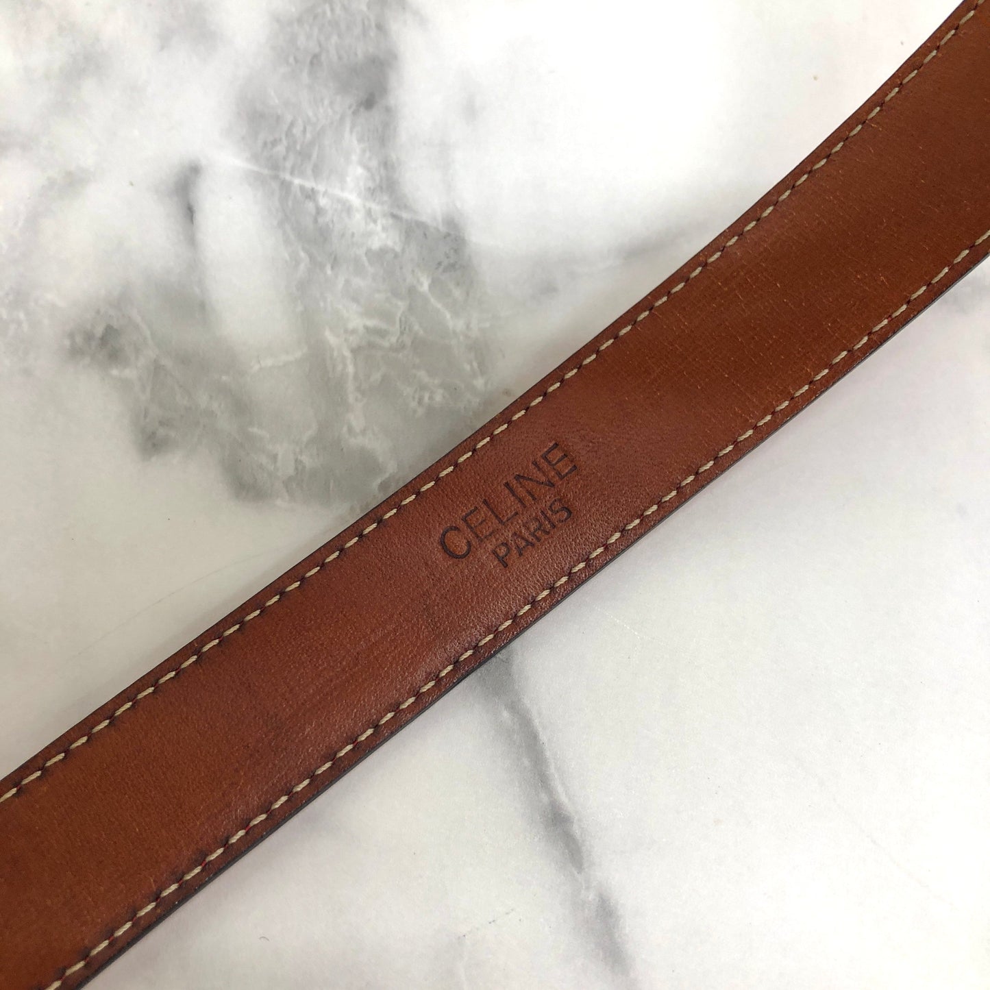 CELINE Horse Carriage Leather Belt Red Vintage Old Celine asvddr