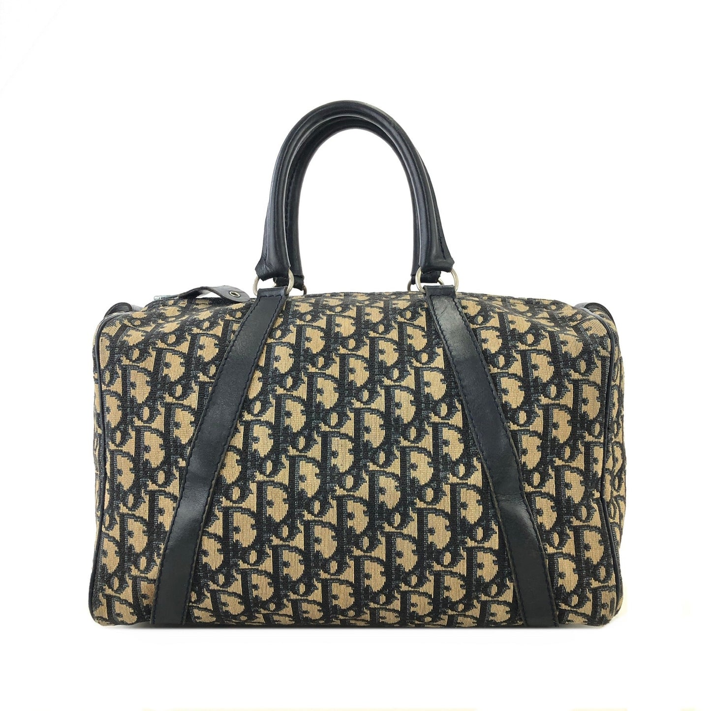 Christian Dior Trotter Jacquard Bostonbag Handbag Navy Vintage Old 74b3p6