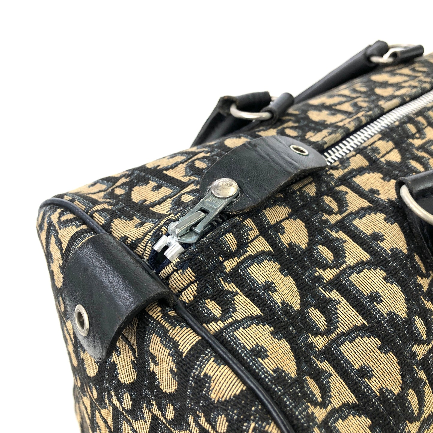 Christian Dior Trotter Jacquard Bostonbag Handbag Navy Vintage Old 74b3p6