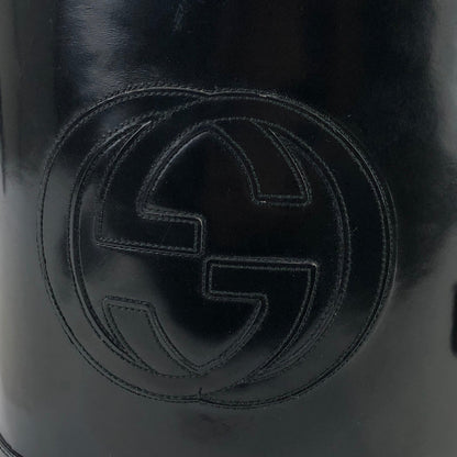 GUCCI Logo emboss Drawstring Bucket Leather Shoulderbag Black OldGUCCI Vintage baa8i6