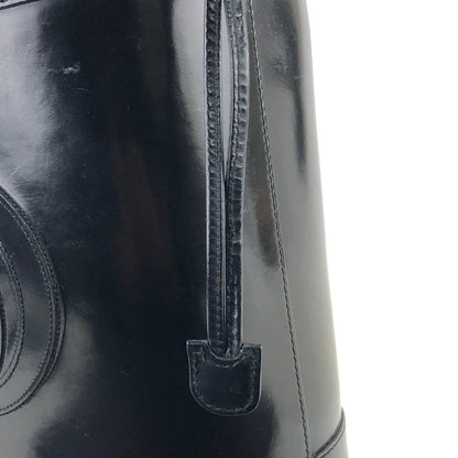 GUCCI Logo emboss Drawstring Bucket Leather Shoulderbag Black OldGUCCI Vintage baa8i6