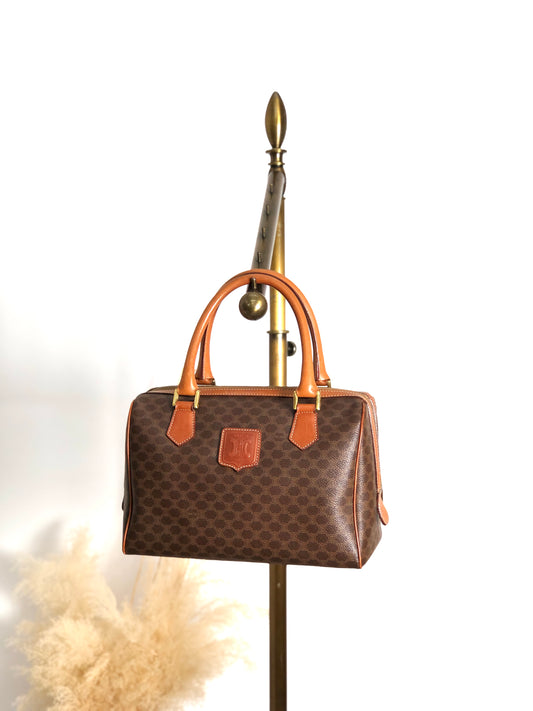 CELINE Macadam Blason Small Boston bag Brown Vintage b7bj7n