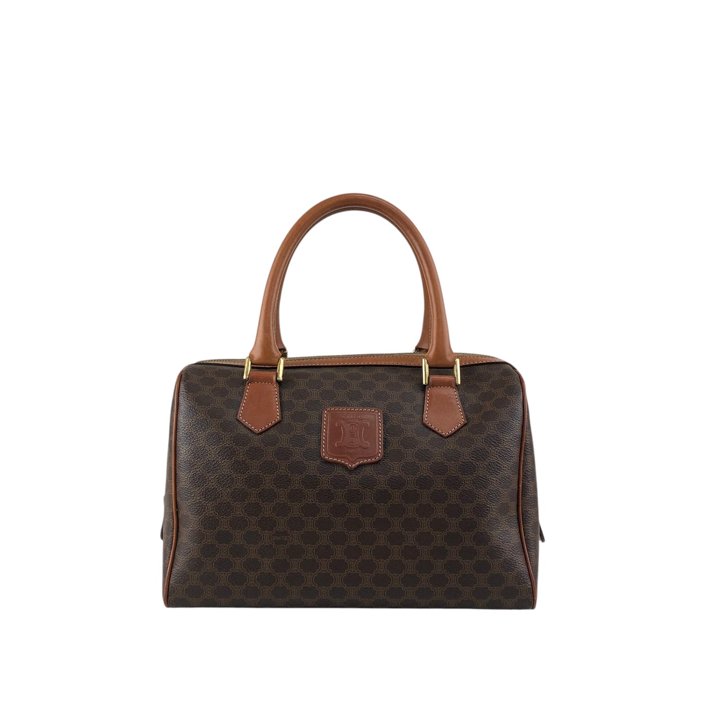 CELINE Macadam Blason Small Boston bag Brown Vintage b7bj7n