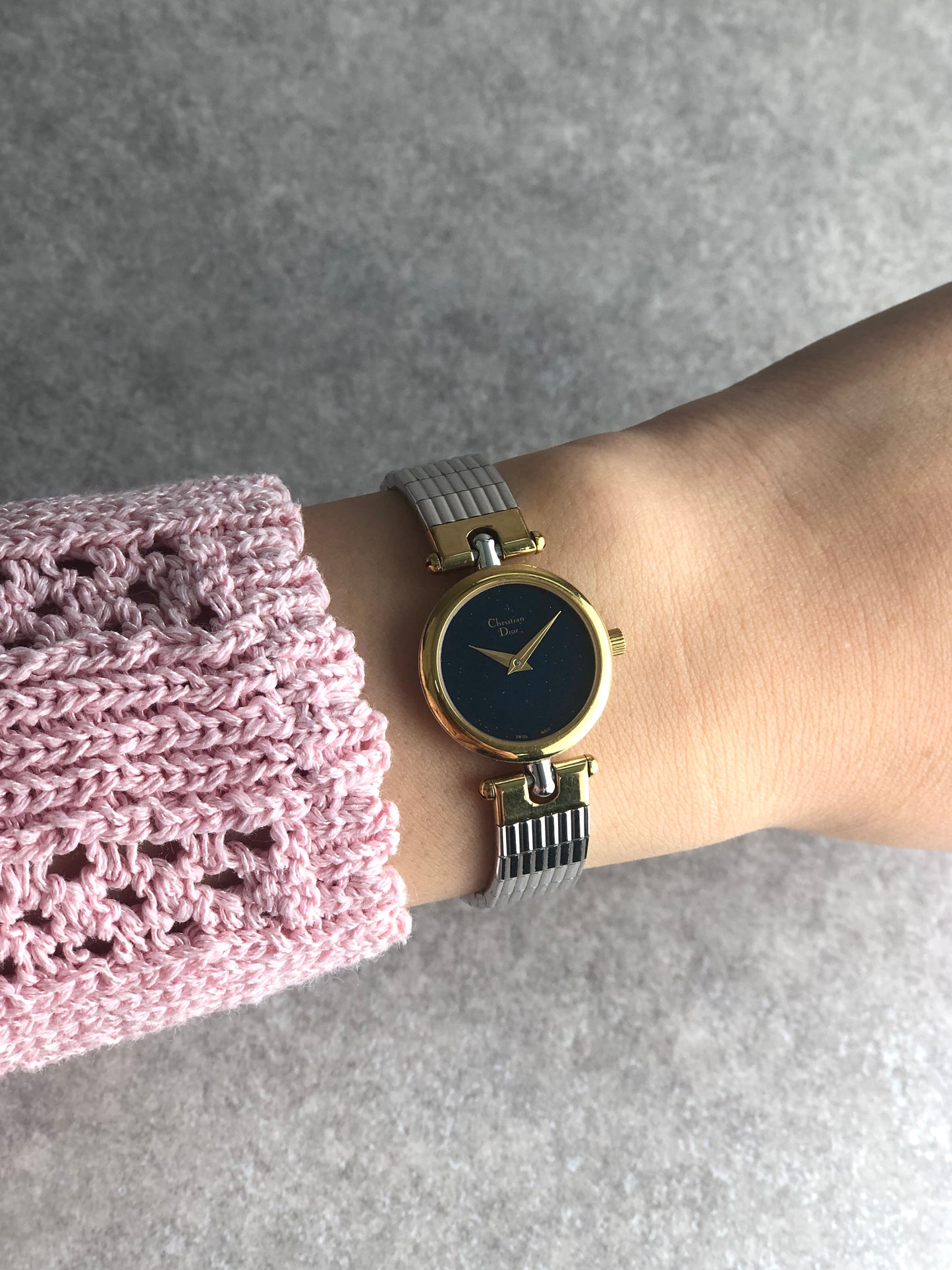 Christian Dior Logo Watch Silver×Gold 3025 Vintage fadvvc