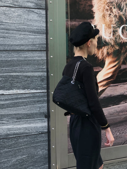 PRADA Triangle Logo Handbag Chain Shoulder bag Black 1BG740 Vintage vfbw8x