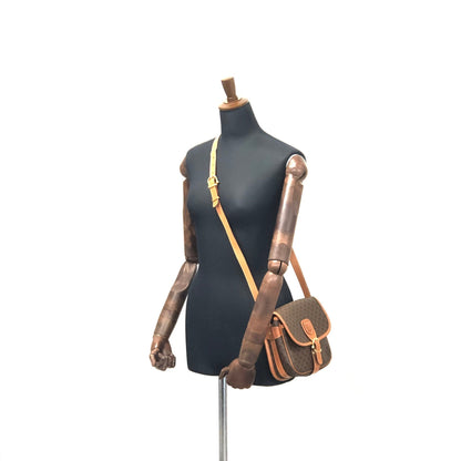 CELINE Macadam Blason Buckle Crossbody Shoulder bag Brown Vintage Old Celine 8rmsve