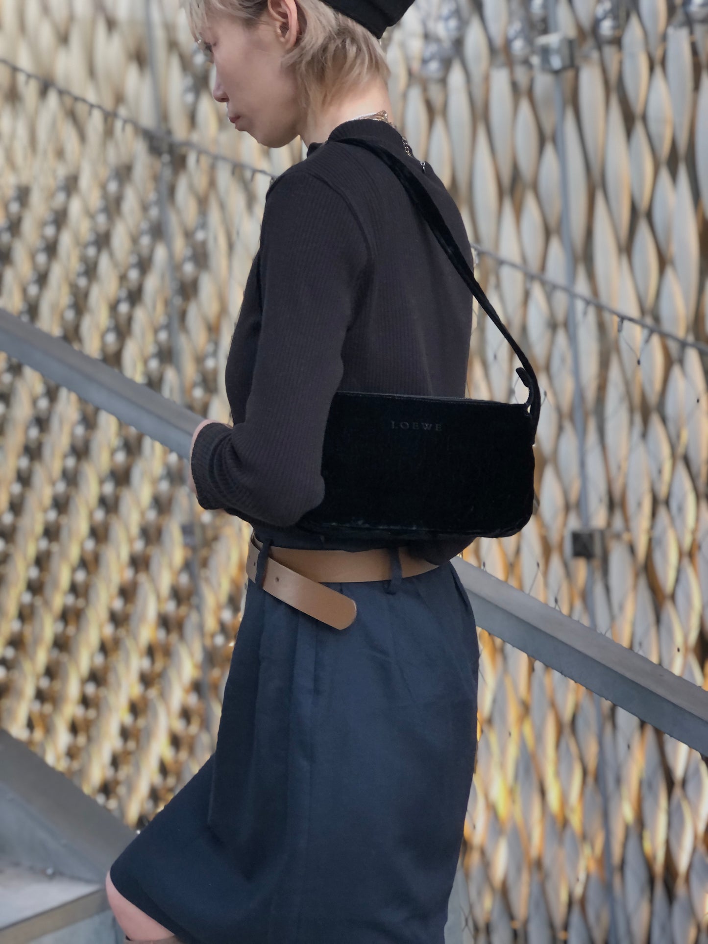 LOEWE Logo Shoulder bag Black Vintage eck8fg