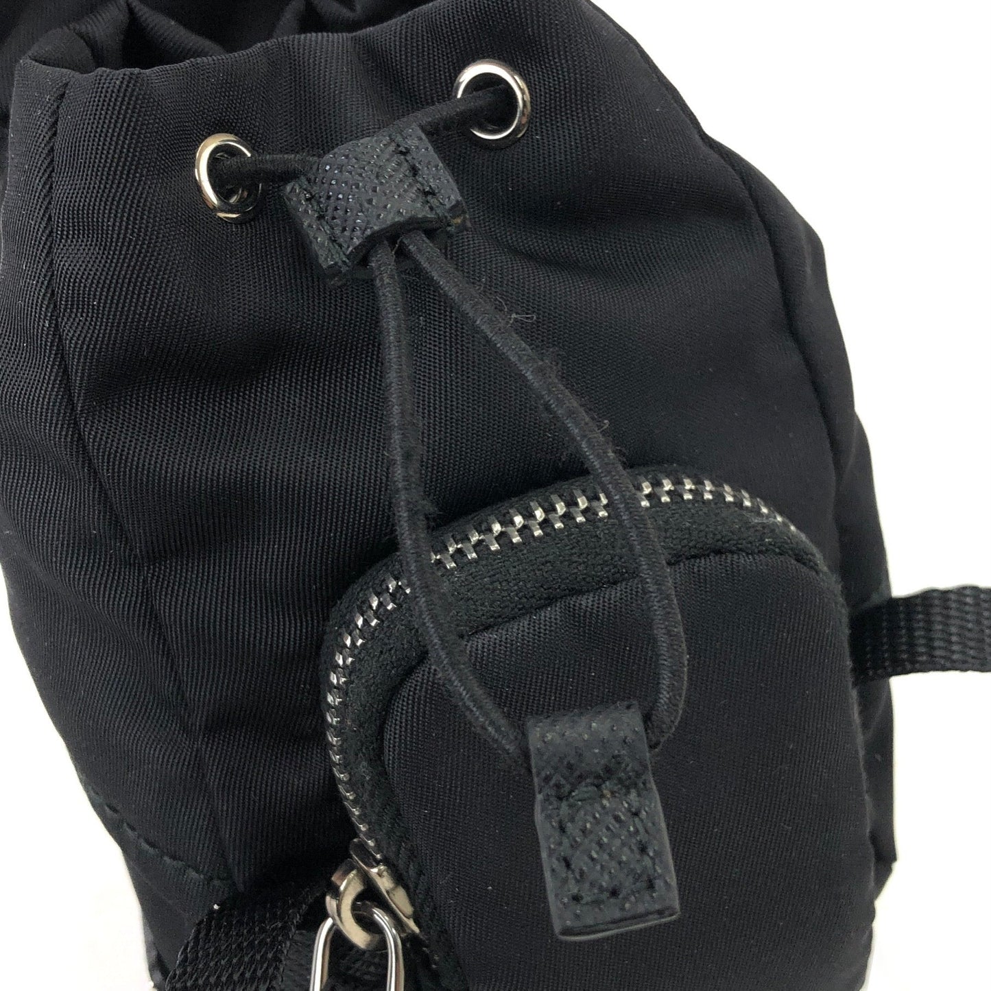 PRADA Triangle logo Backpack type Nylon Keycase Pouch 2TT061 Black Vintage Old e5w63e