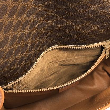 CELINE Macadam Blason Buckle Crossbody Shoulder bag Brown Vintage Old Celine 8rmsve