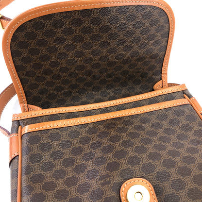 CELINE Macadam Blason Buckle Crossbody Shoulder bag Brown Vintage Old Celine 8rmsve