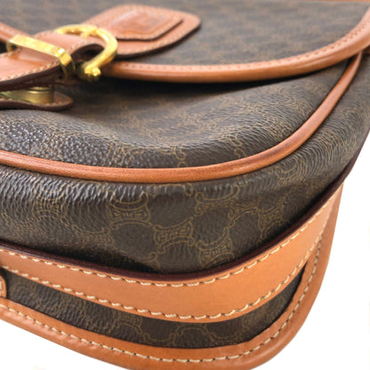 CELINE Macadam Blason Buckle Crossbody Shoulder bag Brown Vintage Old Celine 8rmsve