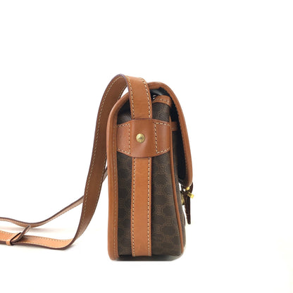 CELINE Macadam Blason Buckle Crossbody Shoulder bag Brown Vintage Old Celine 8rmsve