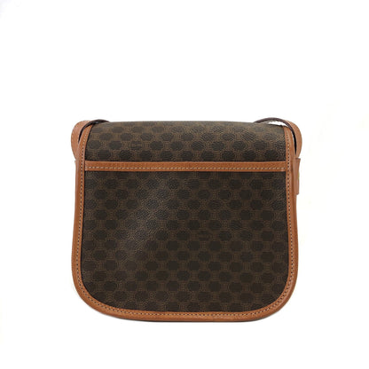 CELINE Macadam Blason Buckle Crossbody Shoulder bag Brown Vintage Old Celine 8rmsve
