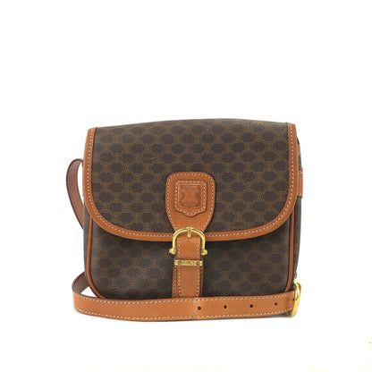 CELINE Macadam Blason Buckle Crossbody Shoulder bag Brown Vintage Old Celine 8rmsve