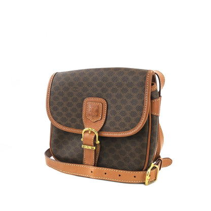 CELINE Macadam Blason Buckle Crossbody Shoulder bag Brown Vintage Old Celine 8rmsve