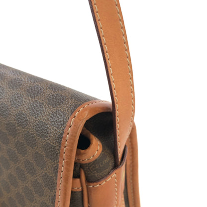 CELINE Macadam Blason Buckle Crossbody Shoulder bag Brown Vintage Old Celine 8rmsve