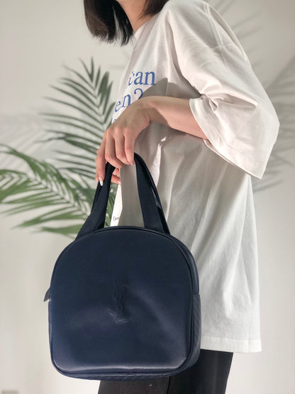 Yves Saint Laurent YSL logo Handbag Boston bag Navy Vintage Old gvphdw