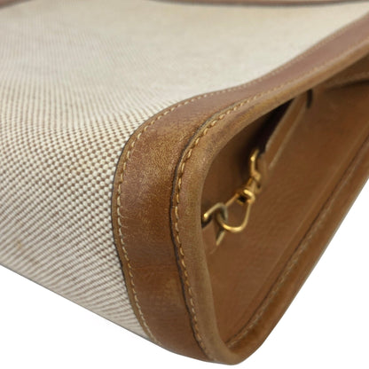 HERMES Canvas Crossbody Shoulder bag Beige Vintage Old nd6t4j
