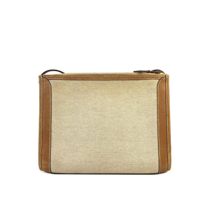 HERMES Canvas Crossbody Shoulder bag Beige Vintage Old nd6t4j