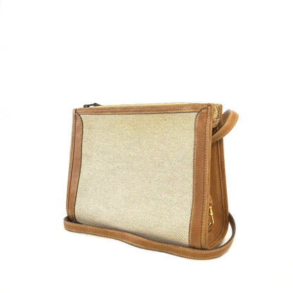 HERMES Canvas Crossbody Shoulder bag Beige Vintage Old nd6t4j