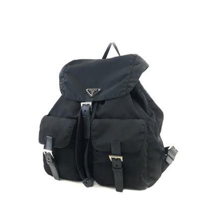 PRADA Triangle logo Nylon Leather Backpack BlacK Vintage Old z7gcsx