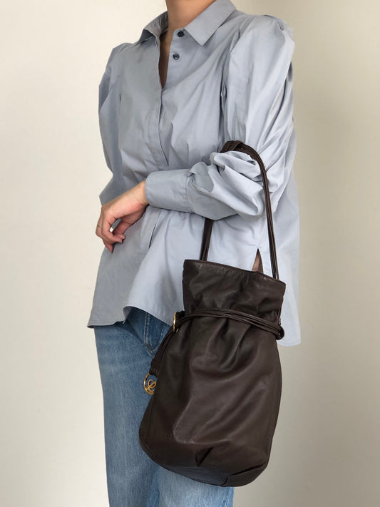 LOEWE Anagram Drawstring Shoulder bag Brown Vintage 7ep7z7