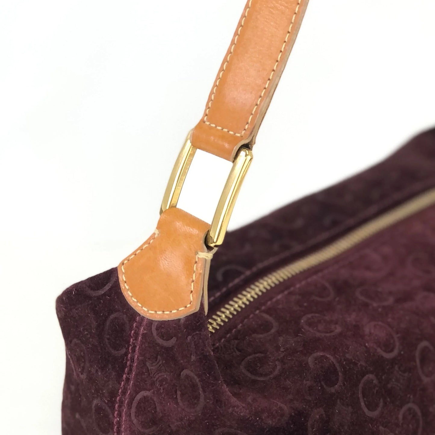 CELINE C Macadam Suede Leather Handag Hobobag Shoulder bag Brown Old Celine Vintage jhw4et