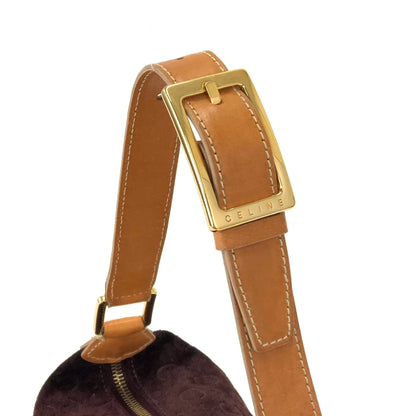 CELINE C Macadam Suede Leather Handag Hobobag Shoulder bag Brown Old Celine Vintage jhw4et