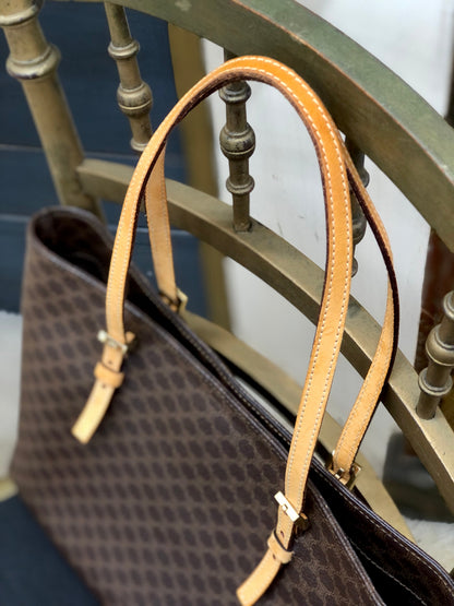 CELINE Macadam Tote bag A4 Brown Vintage Old rthxjm