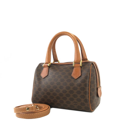 CELINE Macadam minibag miniBoston bag Shoulder bag Leather Brown Vintage Old Celine 2jh5mw