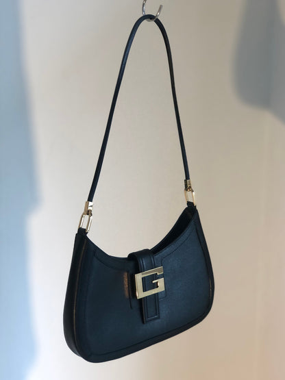GUCCI G Logo Leather Hobo Shoulder bag Black Vintage Old Gucci ne38mw