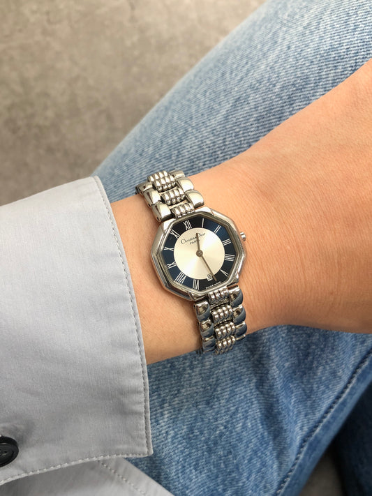 Christian Dior Watch Silver×Black D48-106-1 Vintage vmjvnd