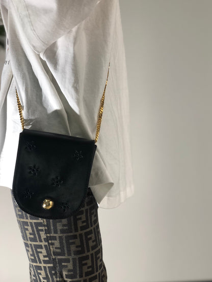 CELINE Starball Cut out Leather Chain Black pwwxve