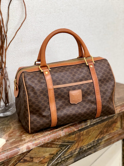 CELINE Macadam Blason Boston bag Handbag Brown Vintage Old Celine 2btsx4