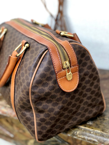 CELINE Macadam Blason Boston bag Handbag Brown Vintage Old Celine 2btsx4