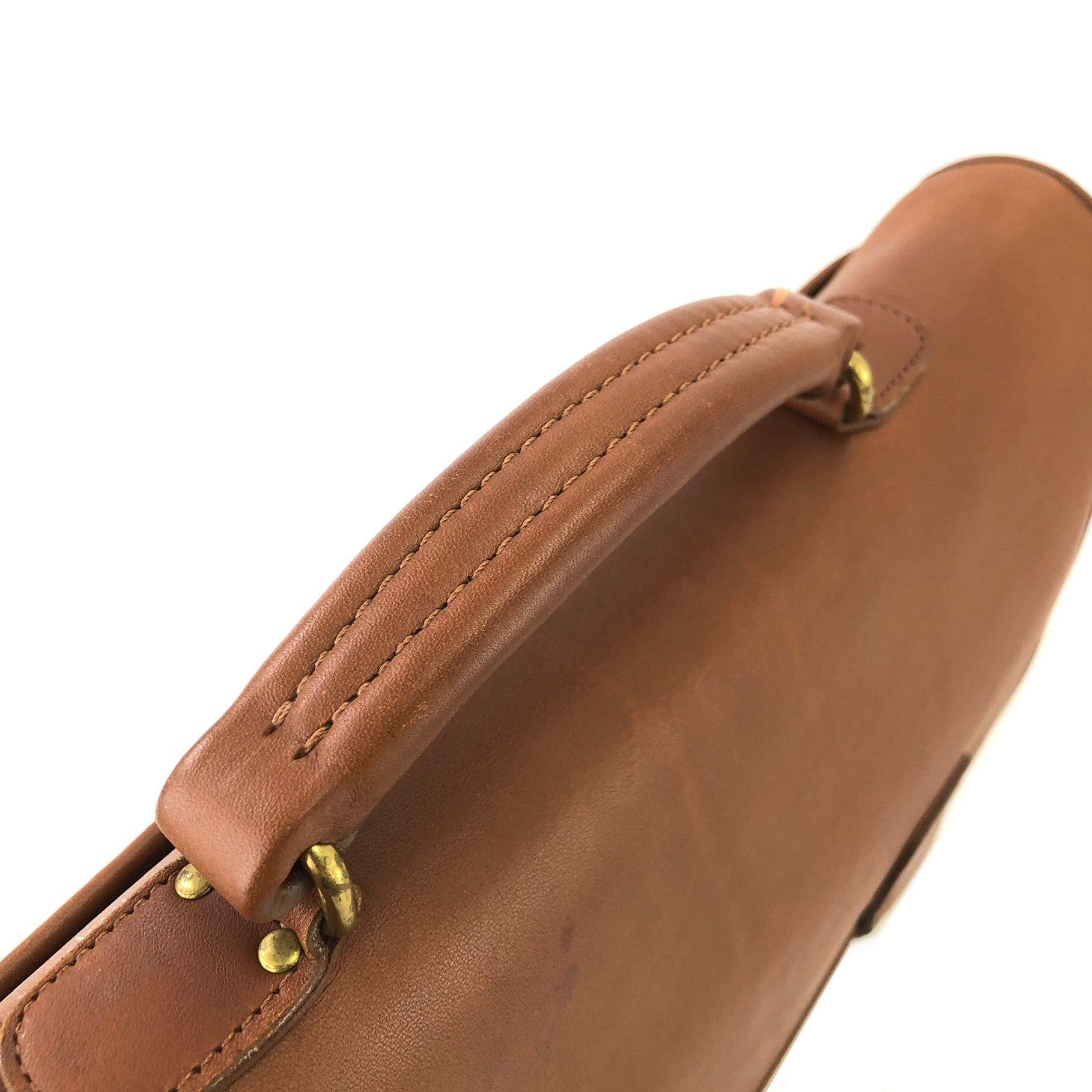 COACH Grab Leather Turnlock Brief Bag Brown Vintage Old euaujd
