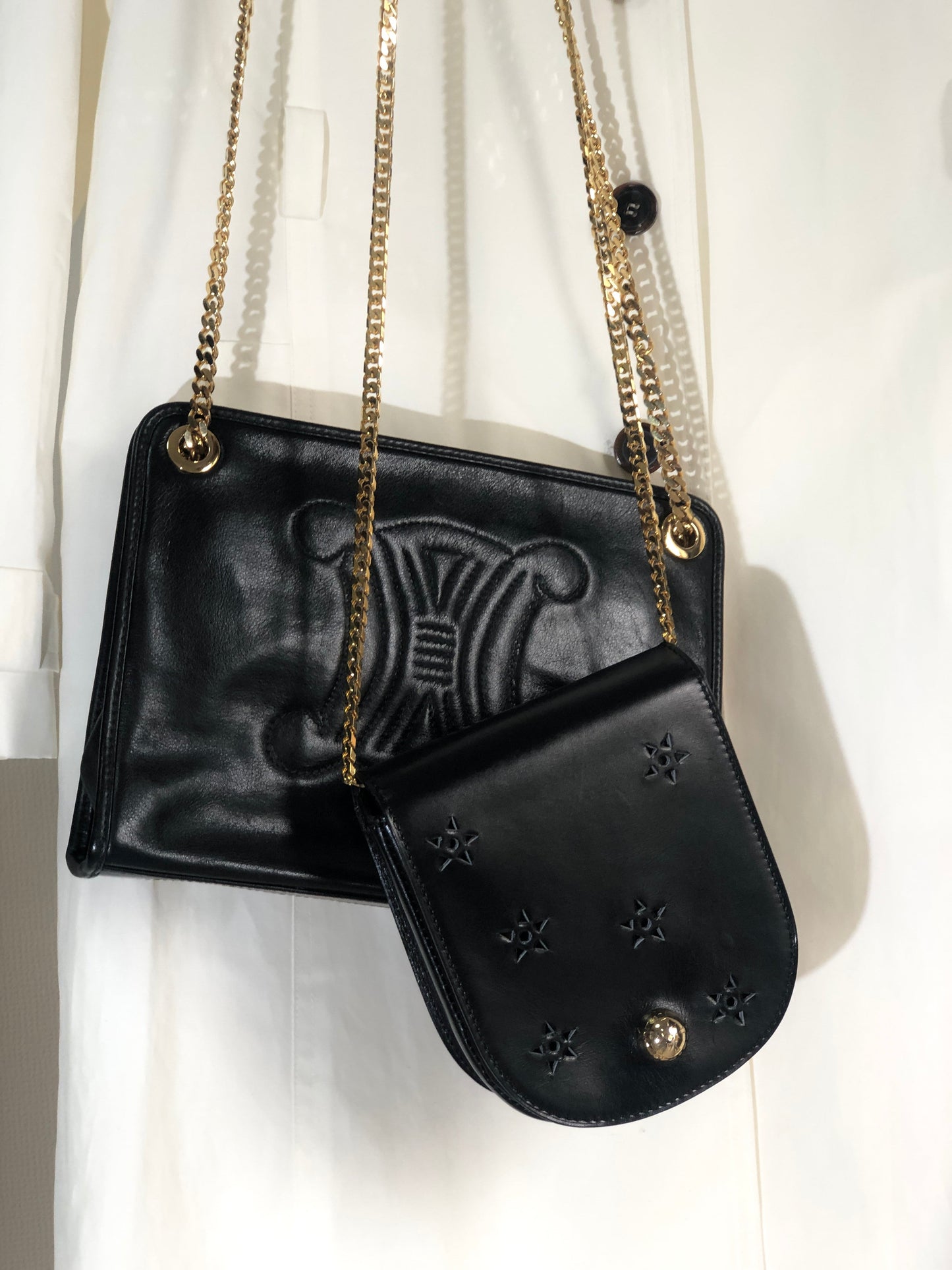 CELINE Starball Cut out Leather Chain Black pwwxve