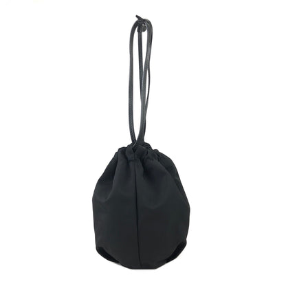 PRADA Logo Nylon Mini Bag Drawstring Handbag Black Vintage Old bbsywj