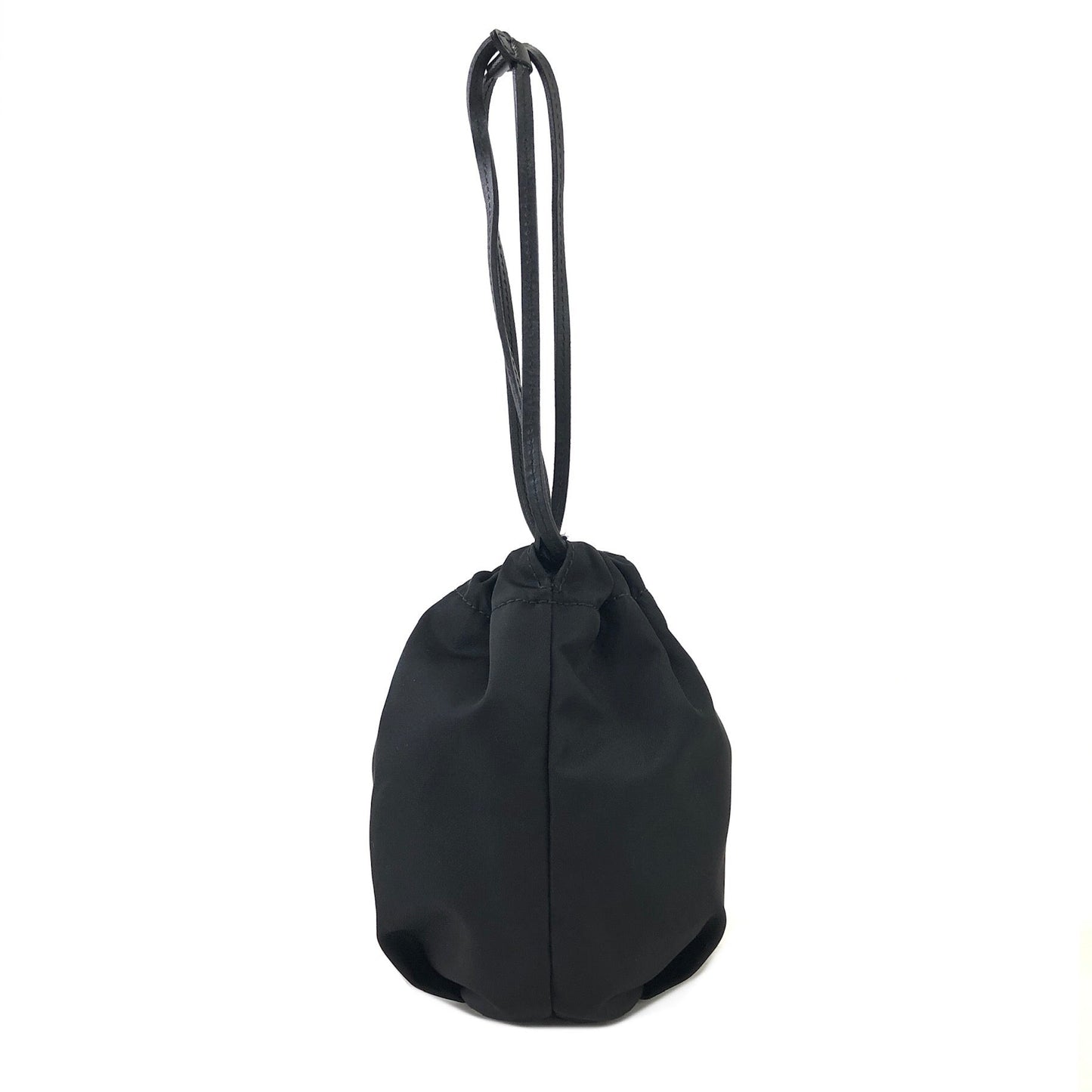 PRADA Logo Nylon Mini Bag Drawstring Handbag Black Vintage Old bbsywj
