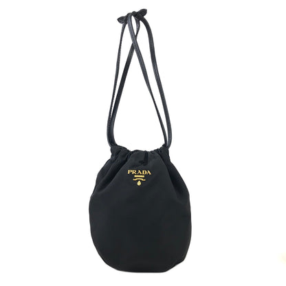 PRADA Logo Nylon Mini Bag Drawstring Handbag Black Vintage Old bbsywj