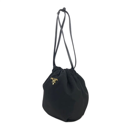 PRADA Logo Nylon Mini Bag Drawstring Handbag Black Vintage Old bbsywj