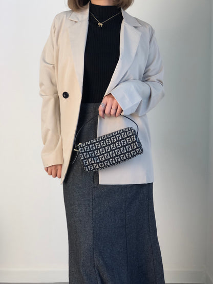 FENDI Zucchino Handbag Pouch Black Vintage zrasnu