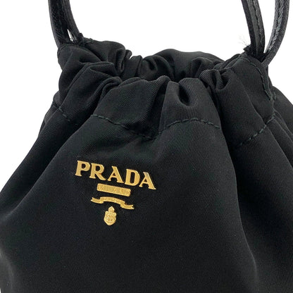 PRADA Logo Nylon Mini Bag Drawstring Handbag Black Vintage Old bbsywj