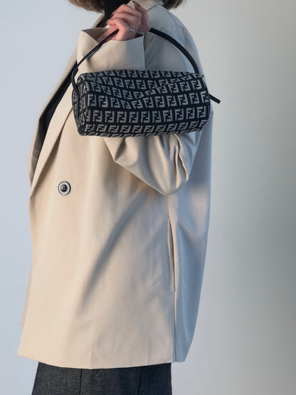 FENDI Zucchino Handbag Pouch Black Vintage zrasnu