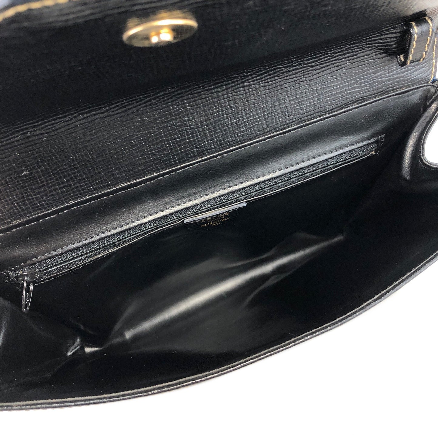 CELINE Logo Circle Embossed Leather 2way Clutch Shoulder Bag Black Vintage Old Celine gbnmjz
