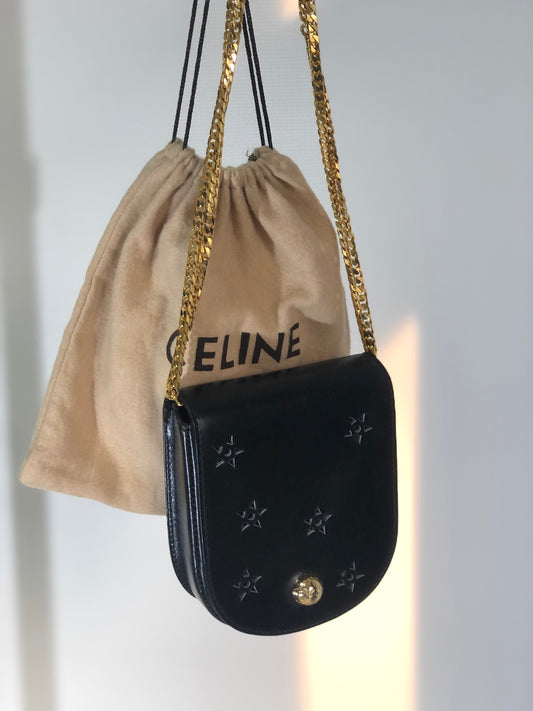 CELINE Starball Cut out Leather Chain Black pwwxve