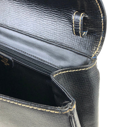 CELINE 圓形標誌壓花皮革兩用手拿包 單肩包 黑色 復古舊款 Celine gbnmjz