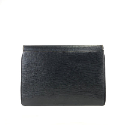 CELINE 圓形標誌壓花皮革兩用手拿包 單肩包 黑色 復古舊款 Celine gbnmjz