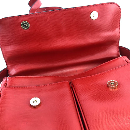 CELINE Rogo Motif embossed leather 2way double pocket shoulder bag Red Vintage Old Celine rvmknd