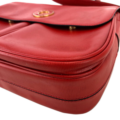 CELINE Rogo Motif embossed leather 2way double pocket shoulder bag Red Vintage Old Celine rvmknd